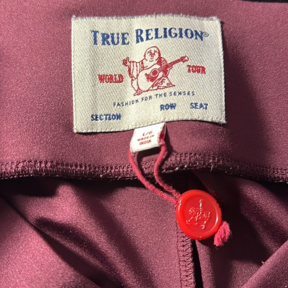 True Religion Maroon/Wine Mesh GYM Yoga Waistband Leggings Size Large EUC #5503 - Picture 4 of 4